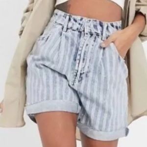 FREE PEOPLE - Striped Jean Shorts - Size 28
